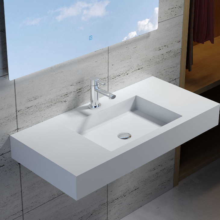 InFurniture 18.90 Stone Rectangular Wall Mount Bathroom Sink